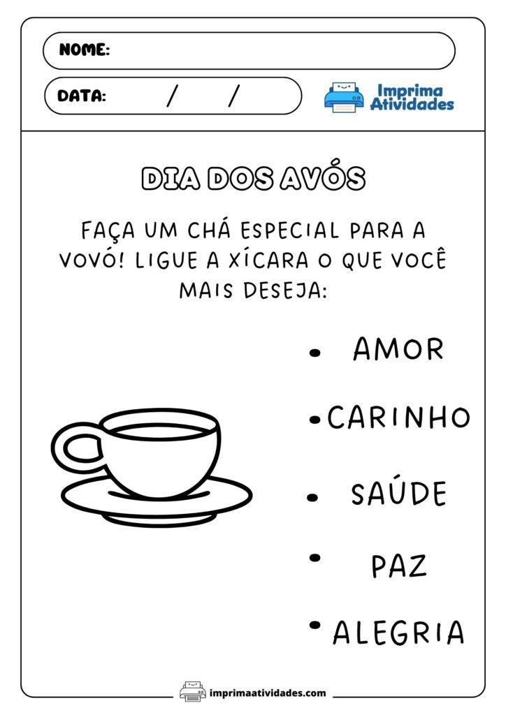 Faca um cha especial para a vovo Ligue a xicara ao que voce mais deseja