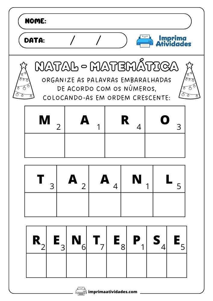 3 Atividades de Natal Gratuitas para Imprimir arvore matematica